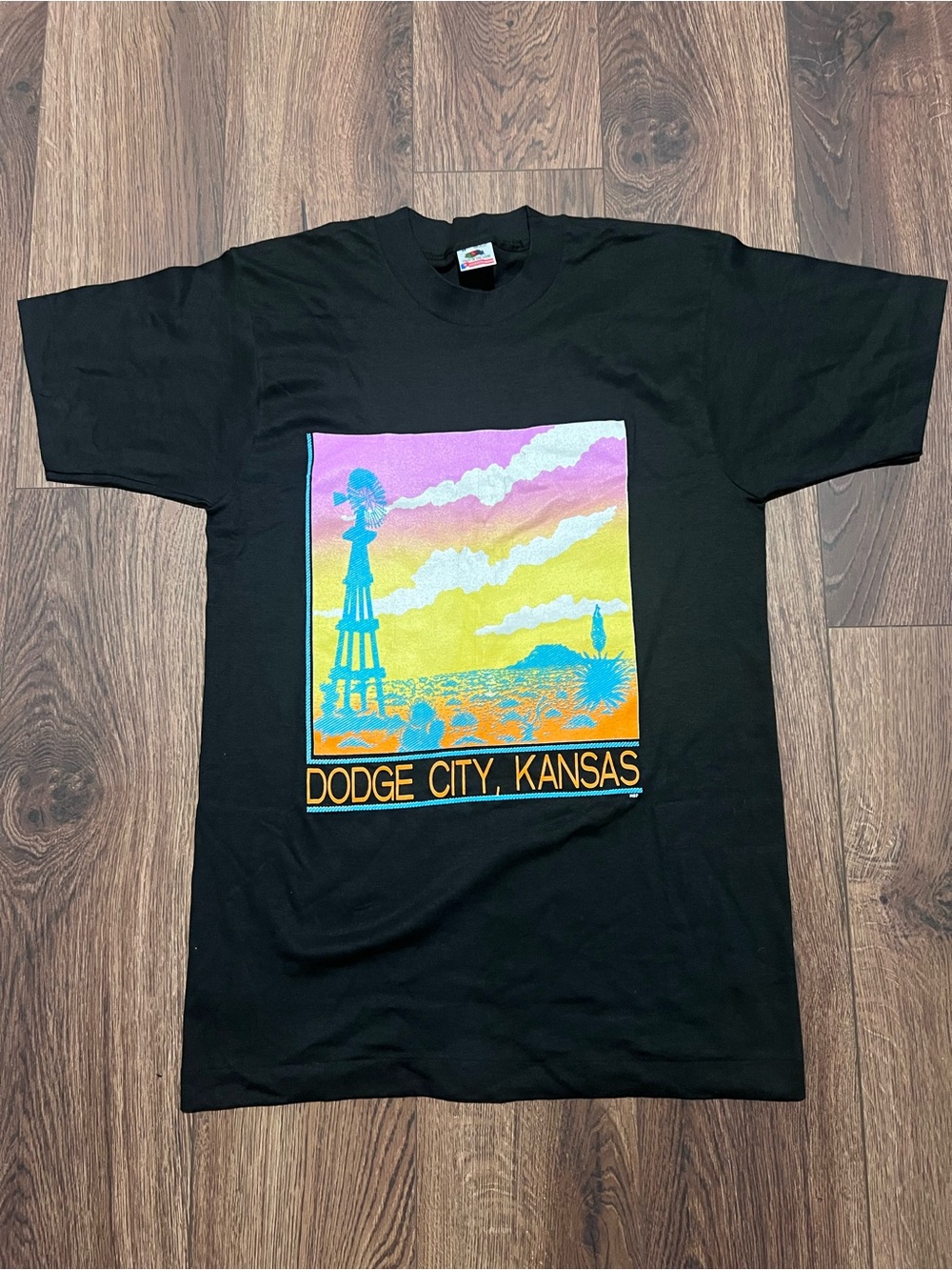 Dodge City Kansas Vintage Graphic T-Shirt Single Stitch - Black